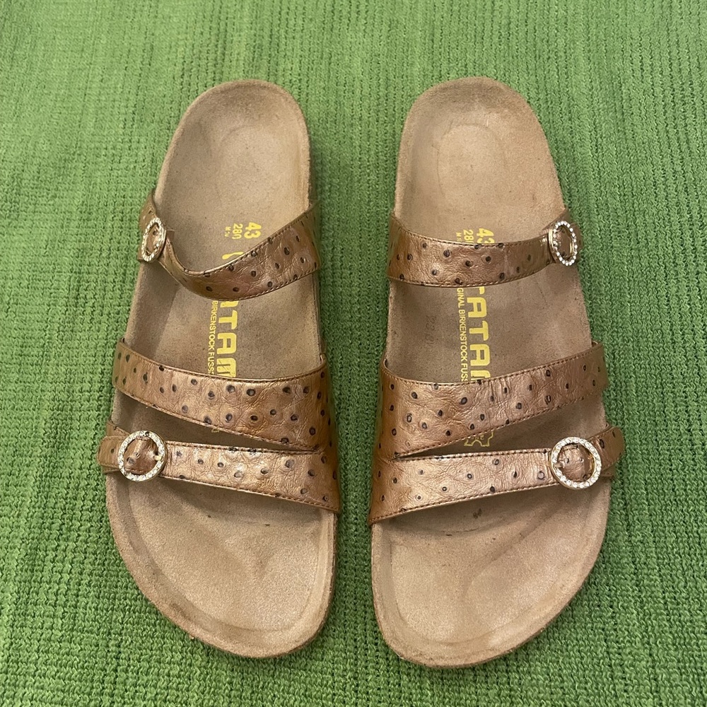 Birkenstock Tatami Metallic Ostrich Sandals - Size EU 43
